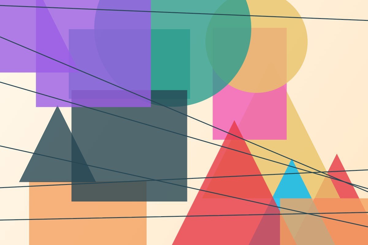 Bauhaus geometric shapes in primary colours, decorative artwork