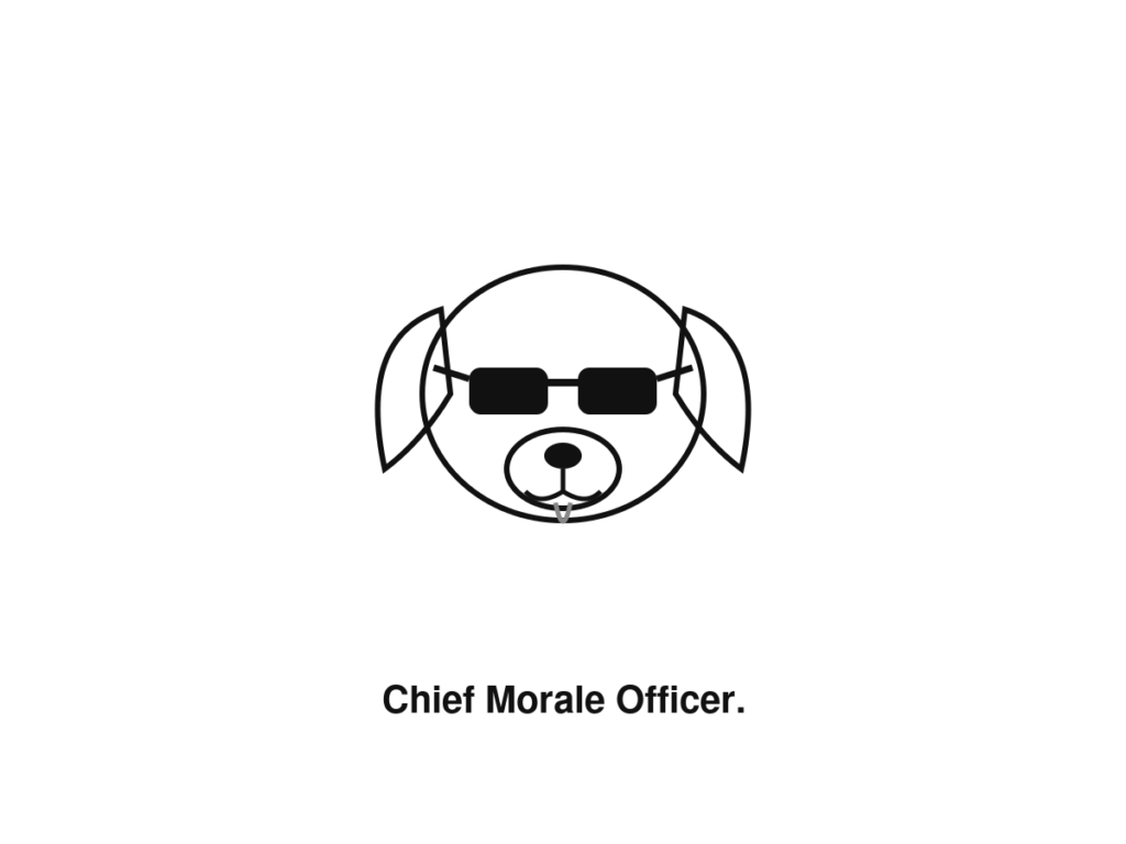 Big Wave Digital fun illustration - a cool dog in sunglasses, chief morale officer